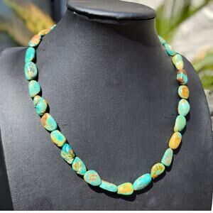 Vtg Royston Turquoise Necklace Sterling Silver Blue Green Brown Gemstone Native